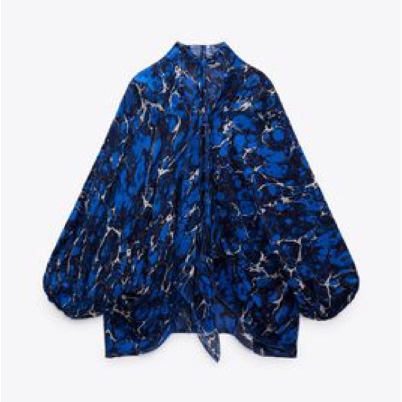 PRINTED BLOUSE WITH BOW - Picture 6 of 7